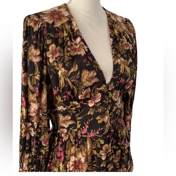 Anthropologie Deep V-Neck Floral Blouse Small - Picture 13 of 16